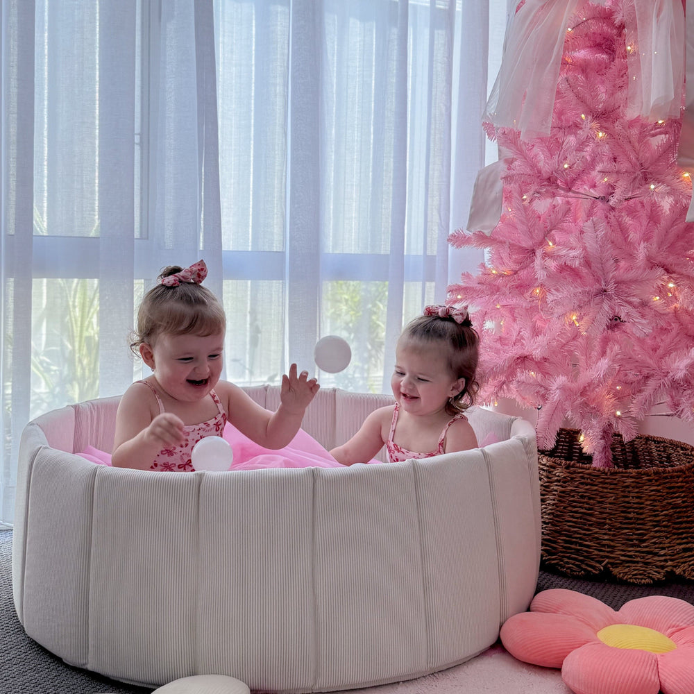 Foldable Corduroy Ball Pit with 200 Balls - Preorder Ivory Ball Pit White/Transparent 