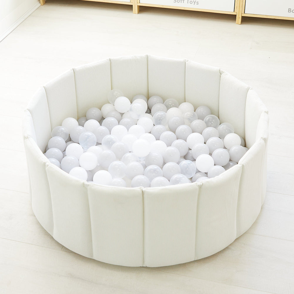 Foldable Corduroy Ball Pit with 200 Balls - Preorder Ivory Ball Pit Grey Smoke Balls