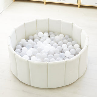Foldable Corduroy Ball Pit with 200 Balls Ivory Ball Pit Grey Smoke Balls