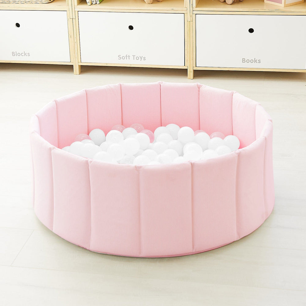 Foldable Corduroy Ball Pit with 200 Balls - Preorder Blush Pink Ball Pit White /Transparent Balls