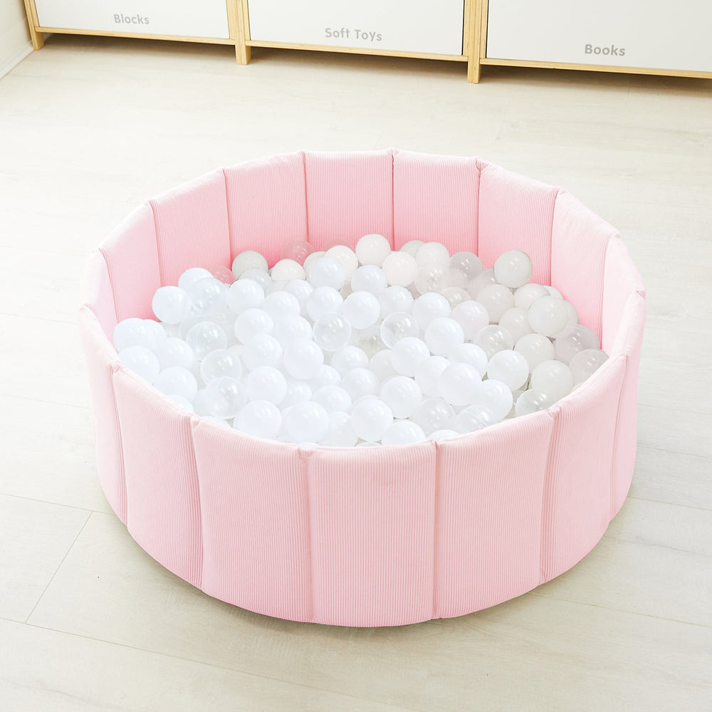Foldable Corduroy Ball Pit with 200 Balls - Preorder Blush Pink Ball Pit White /Transparent Balls