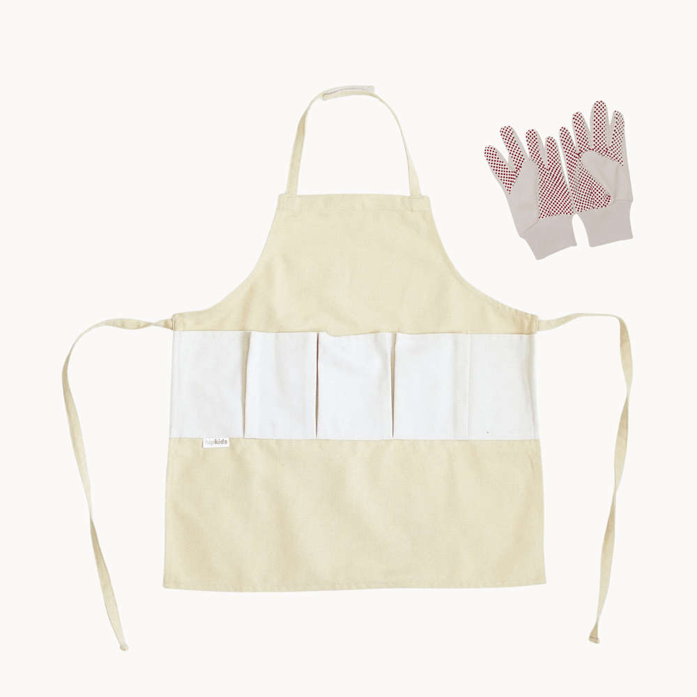 Garden Apron & Glove Set Cherry Red/Straw