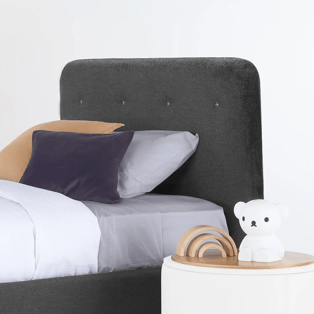 OW Upholstered Bed Ash Grey - Linen Fabric King Single