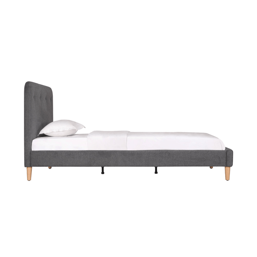 OW Upholstered Bed Ash Grey - Linen Fabric King Single