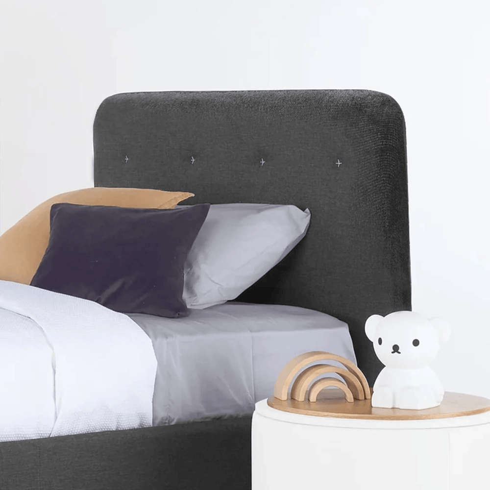 OW Upholstered Bed Ash Grey - Linen Fabric Double