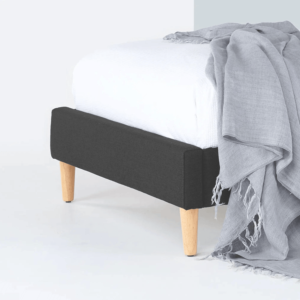 OW Upholstered Bed Ash Grey - Linen Fabric Double