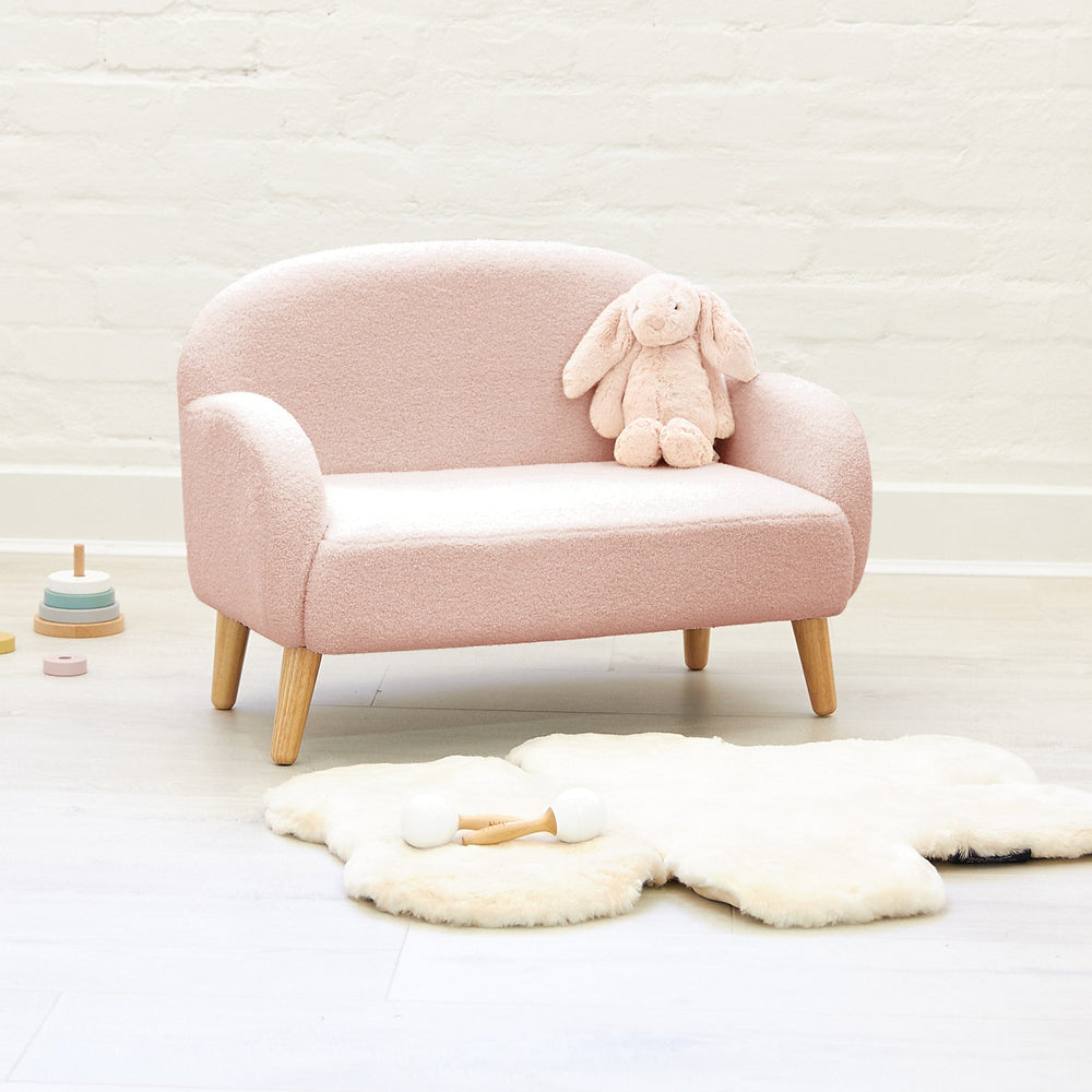 Haven Teddy Boucle Sofa Blush Pink