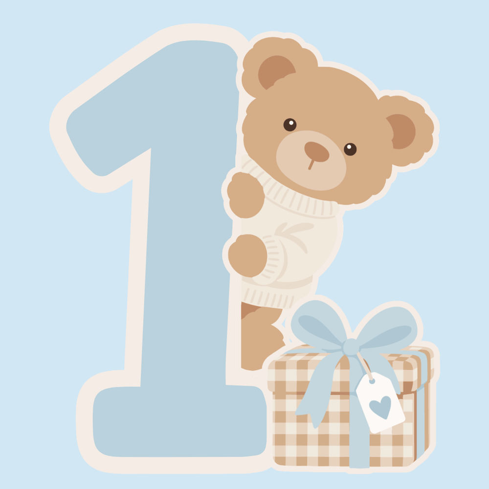 HipKids 1st Birthday Gift Card - Dusty Blue