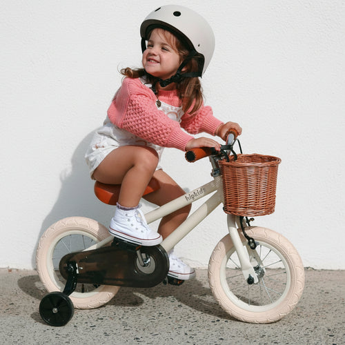 12 Inch Classic Pedal Bike with Wicker Basket Vintage White
