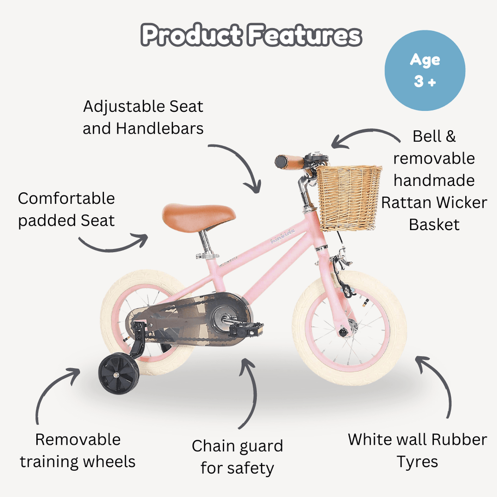 12 Inch Classic Pedal Bike with Wicker Basket