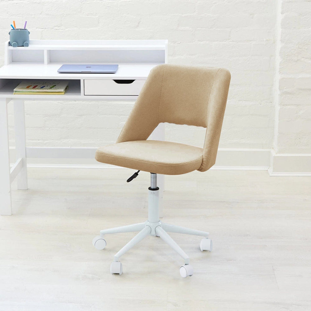 HipKids Leon Study Desk & BILLY Corduroy Desk Chair Set Latte