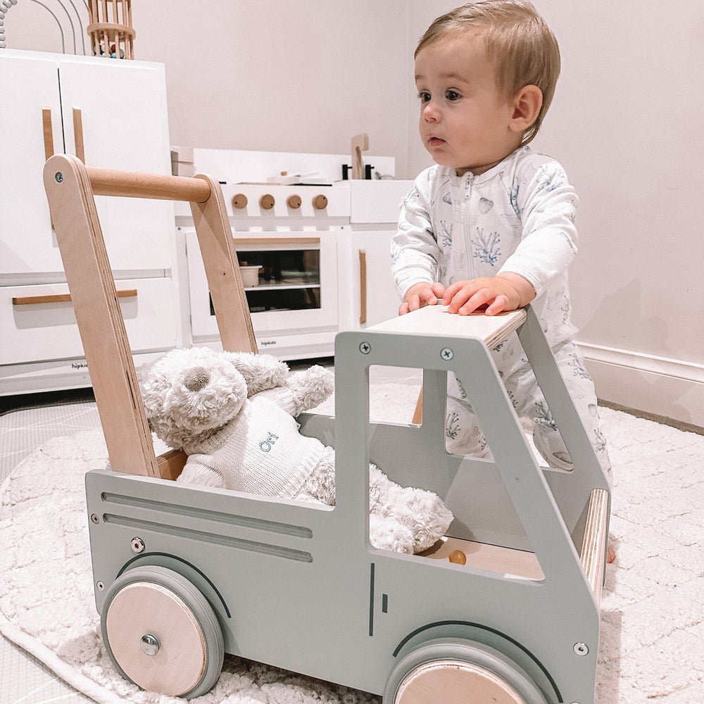 Wooden Push Truck Grey
