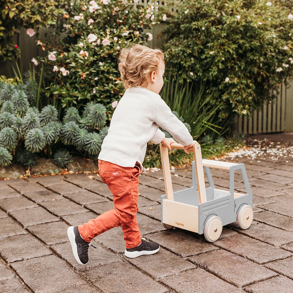 Wooden Push Truck Grey