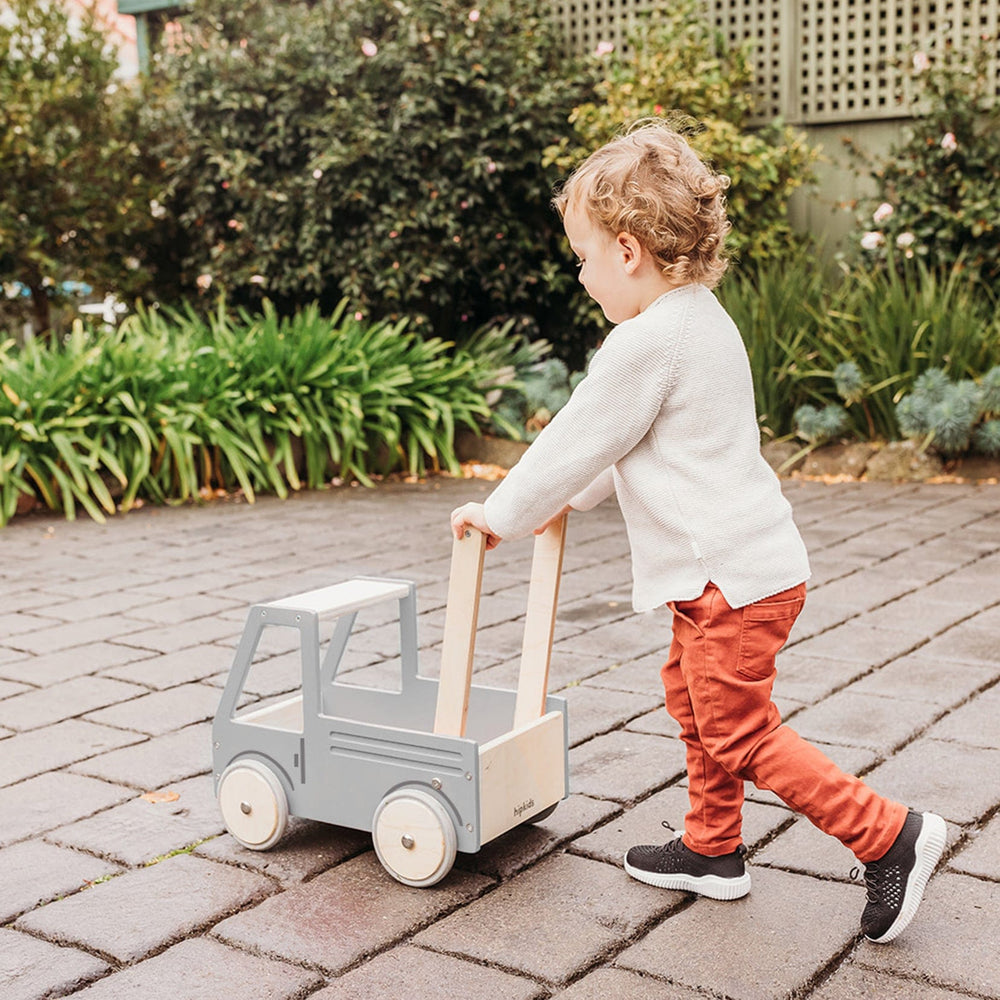 Wooden Push Truck Grey