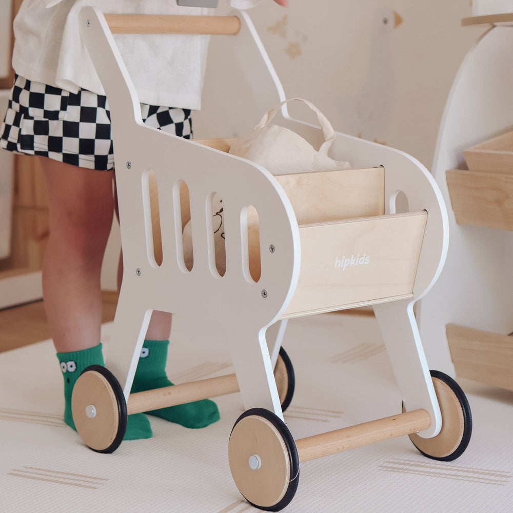Wooden Toy Shopping Trolley
