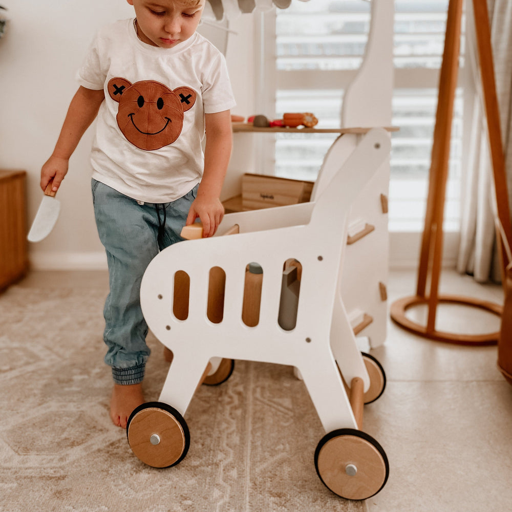 Wooden Toy Shopping Trolley