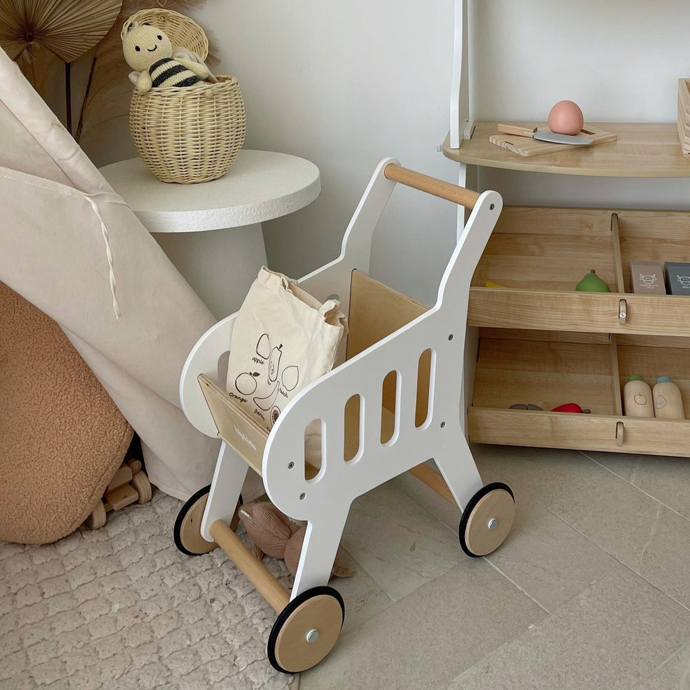 Wooden Toy Shopping Trolley
