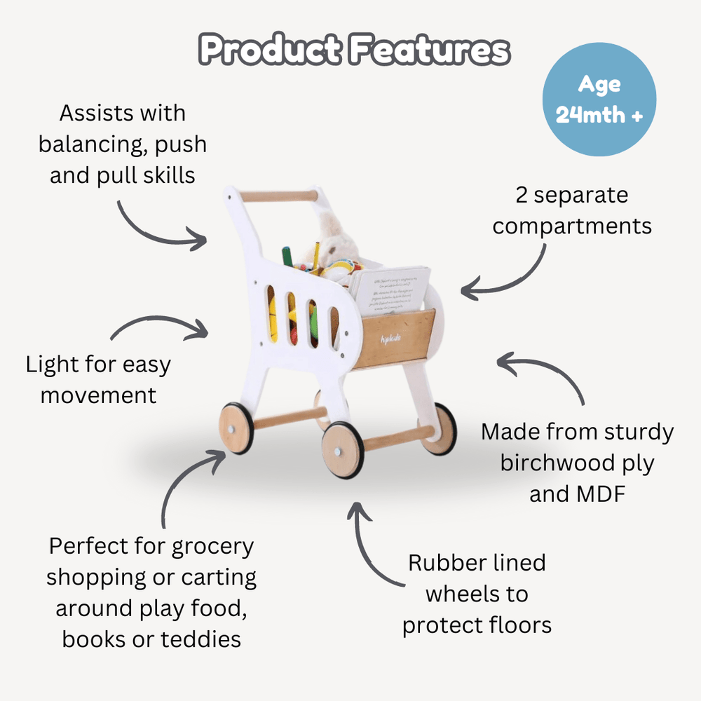 Wooden Toy Shopping Trolley