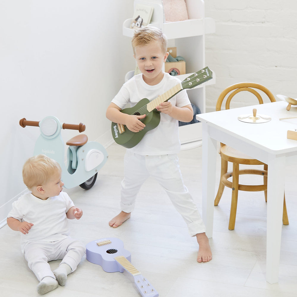 HipKids Wooden Toy Guitar Dark Olive