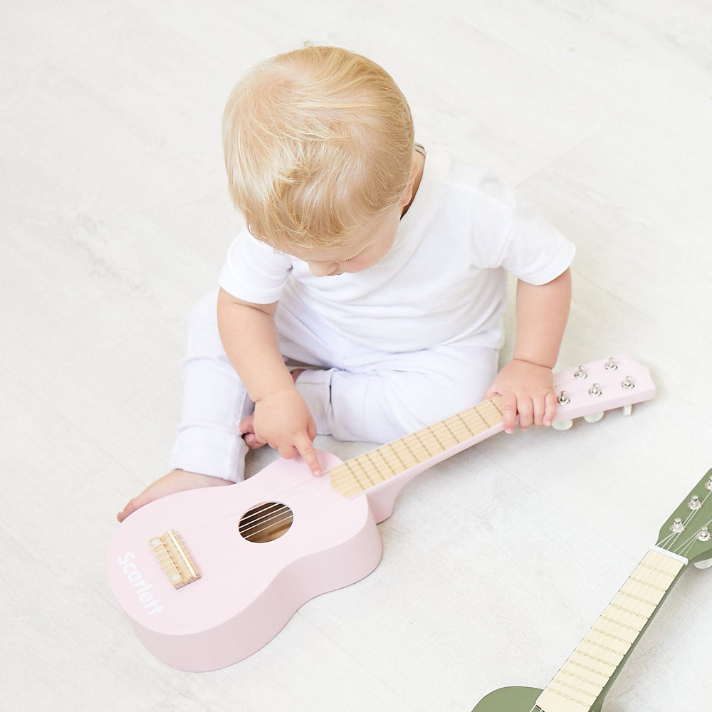 HipKids Wooden Toy Guitar Soft Pink