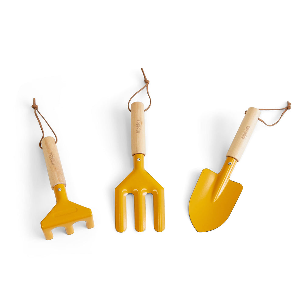 Kids 3pc Garden Tool Set Mustard