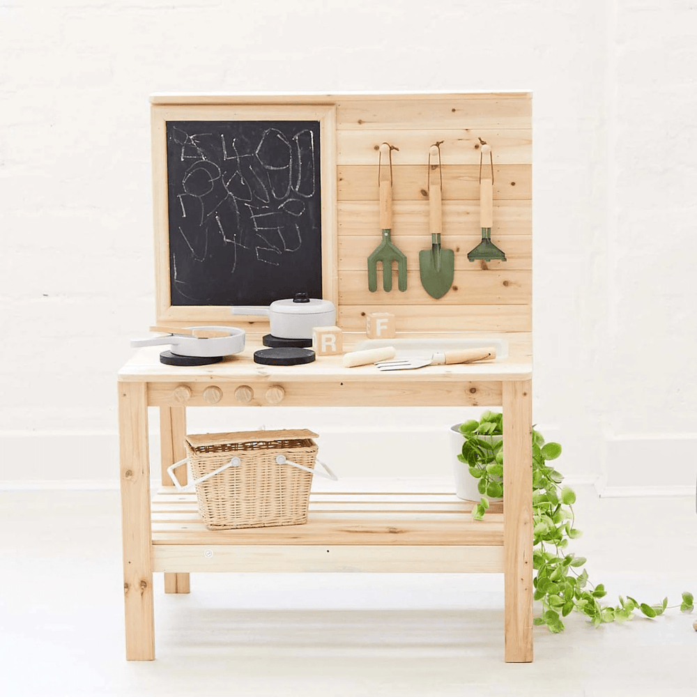 Kids 3pc Garden Tool Set Olive