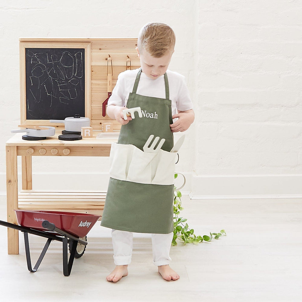 Kids Gardening Apron with Pocket Dark  Olive