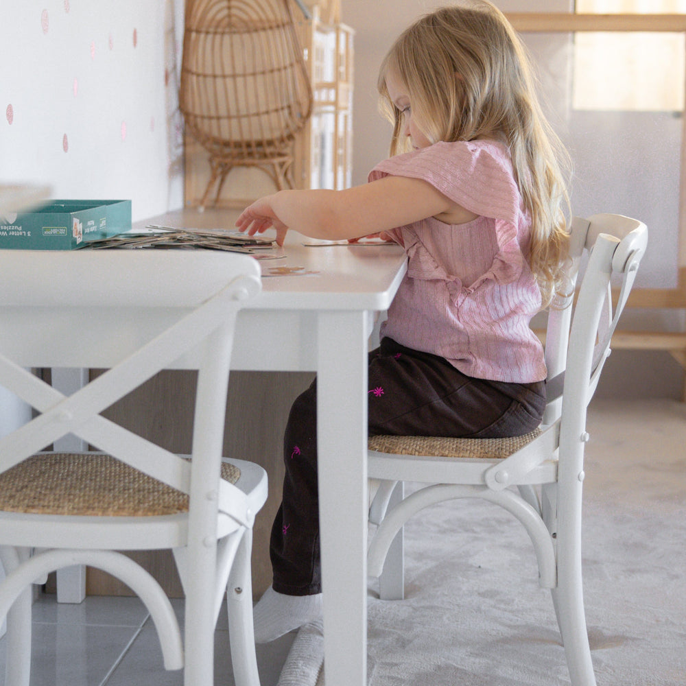 Kids Hampton 2 Chairs & Table Set White