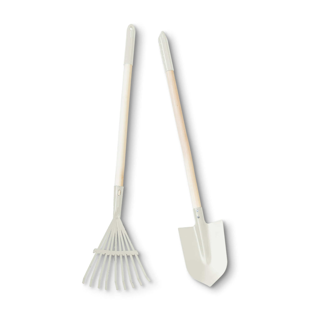 Kids Rake & Shovel Garden Tools Vintage White