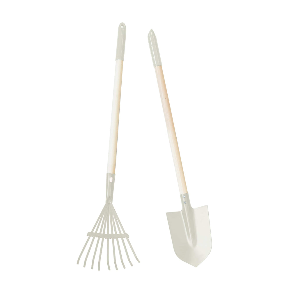 Kids Rake & Shovel Garden Tools Vintage White