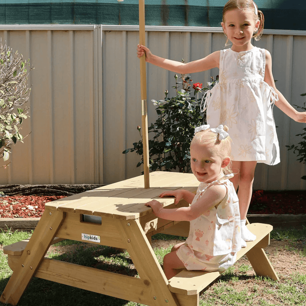 Kids Sand Water / Picnic Table with Tassel Umbrella - Preorder
