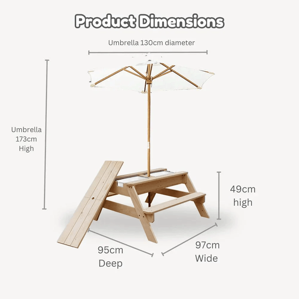 Kids Sand Water / Picnic Table with Tassel Umbrella - Preorder