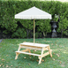 Kids Sand Water / Picnic Table with Tassel Umbrella Nougat