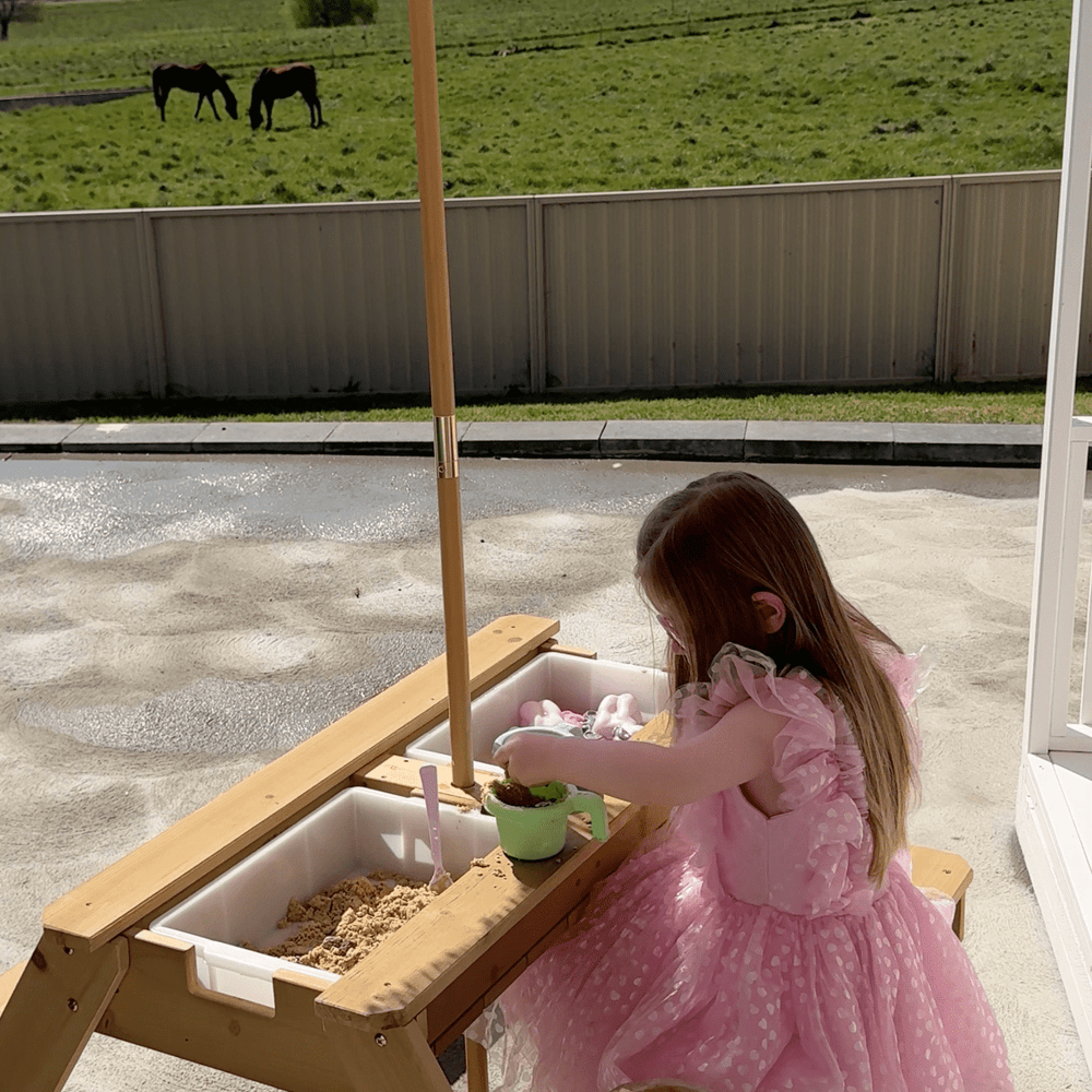 Kids Sand Water / Picnic Table with Umbrella Blush Pink
