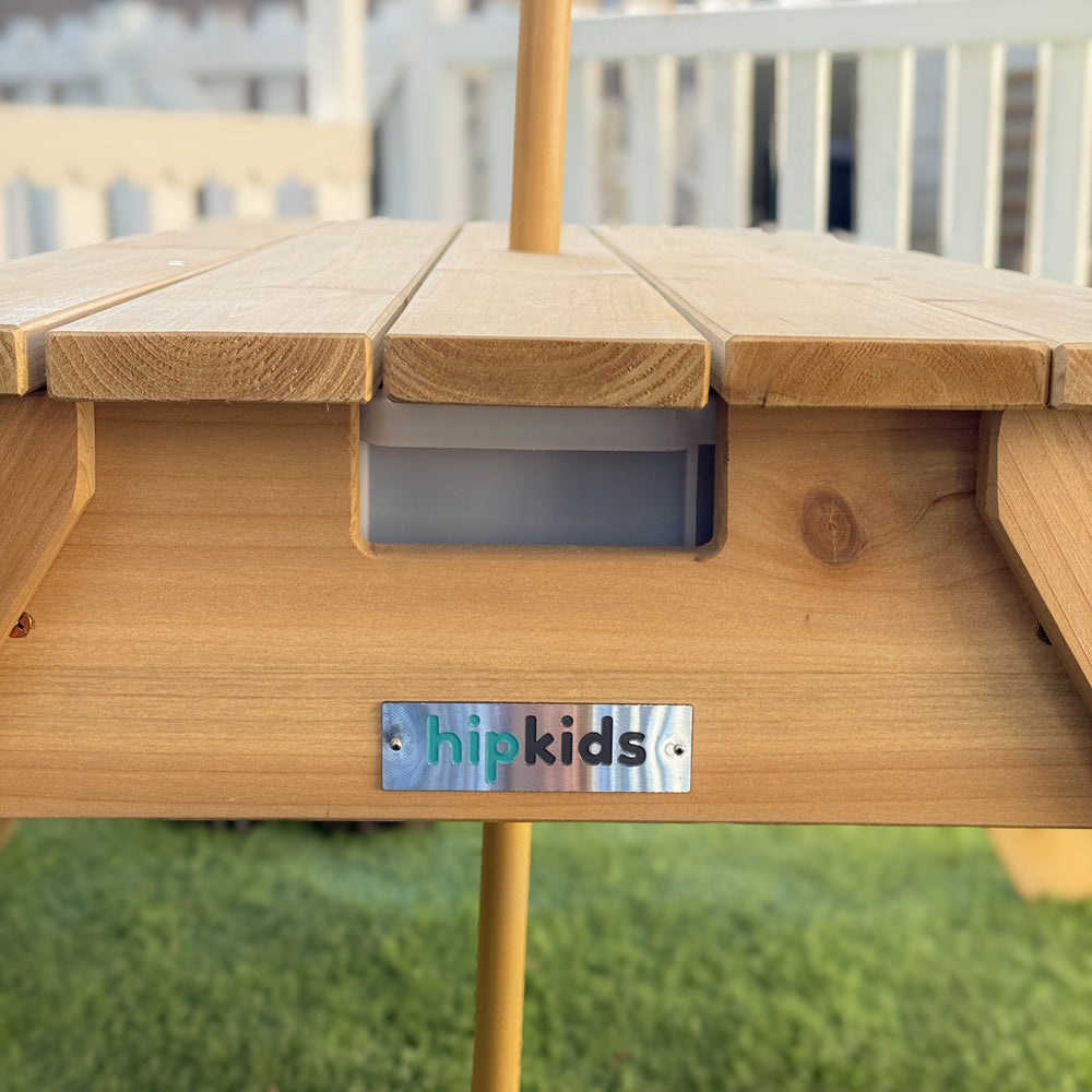 Kids Sand Water / Picnic Table with Tassel Umbrella