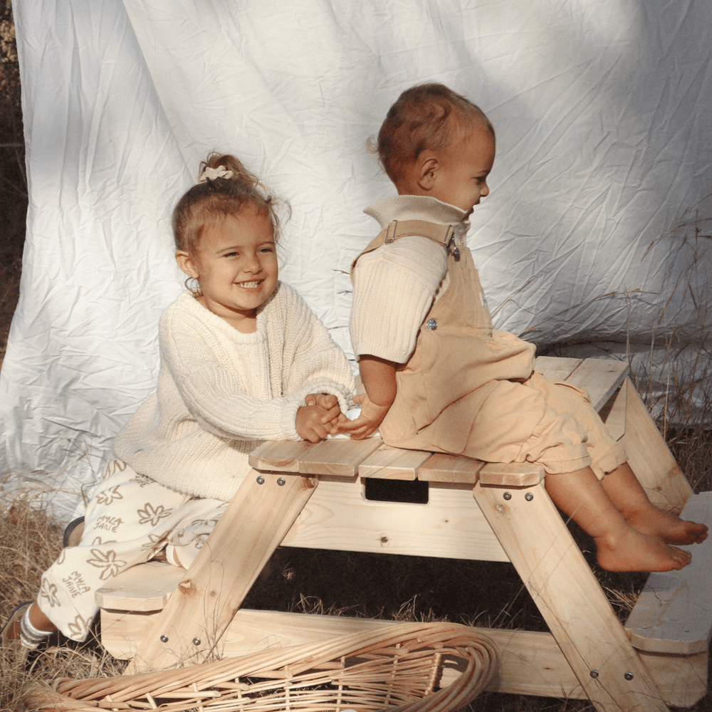 Kids Sand Water / Picnic Table with Tassel Umbrella