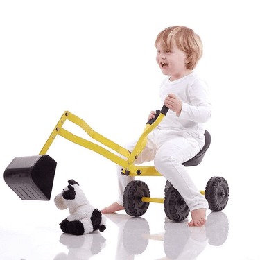 Kids Steel Toy Ride-On Excavator - Yellow