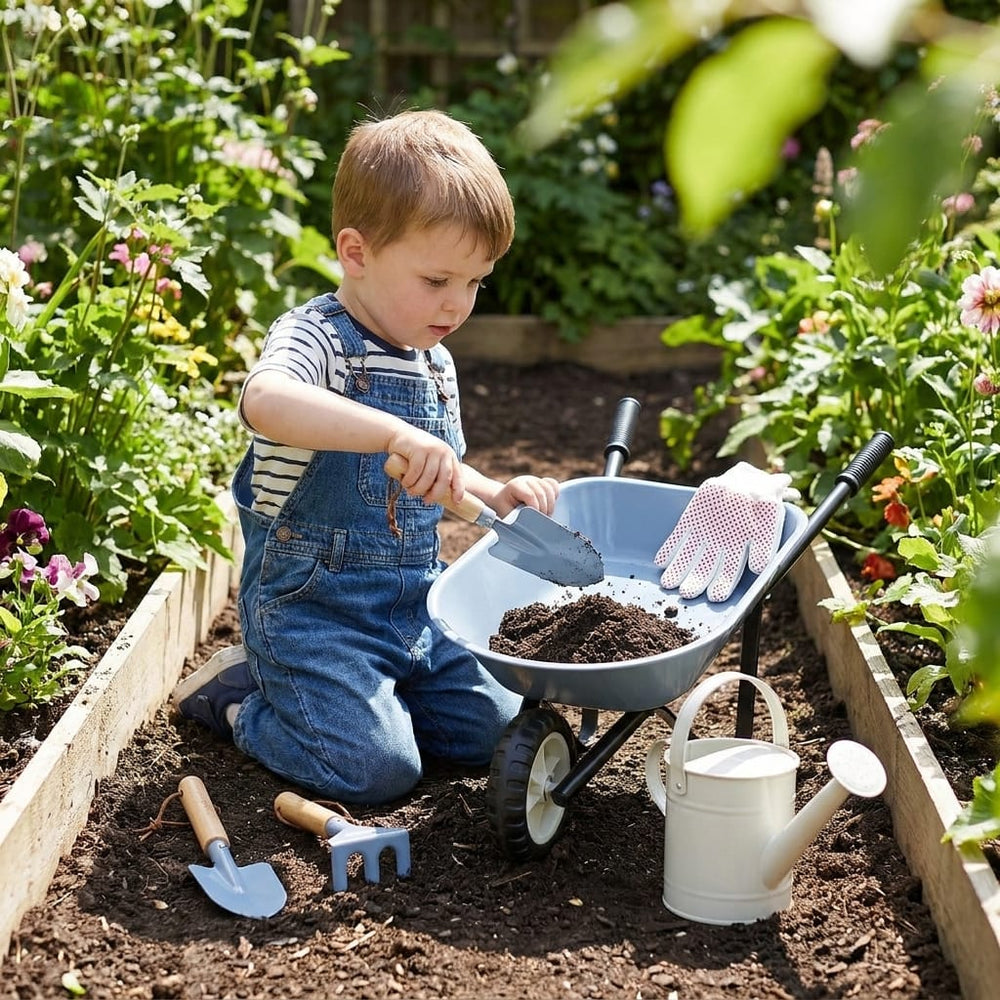 Kids Steel Toy Wheelbarrow Steel Blue