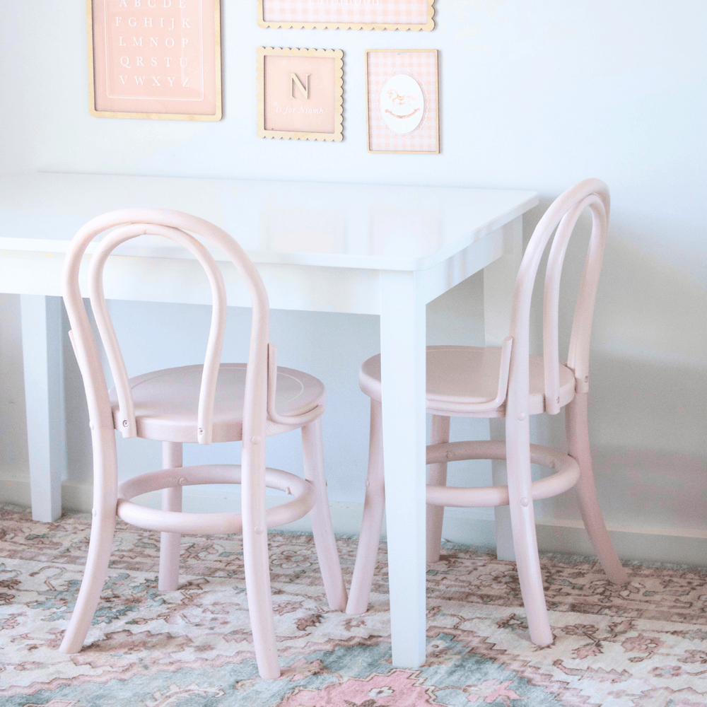 Kids Yves 4 Chairs & Table Set Soft Pink