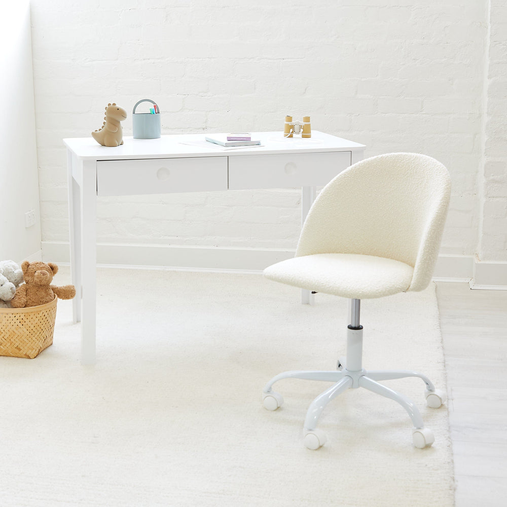 Layla Study Desk & Amari Desk Chair Set Ivory Boucle