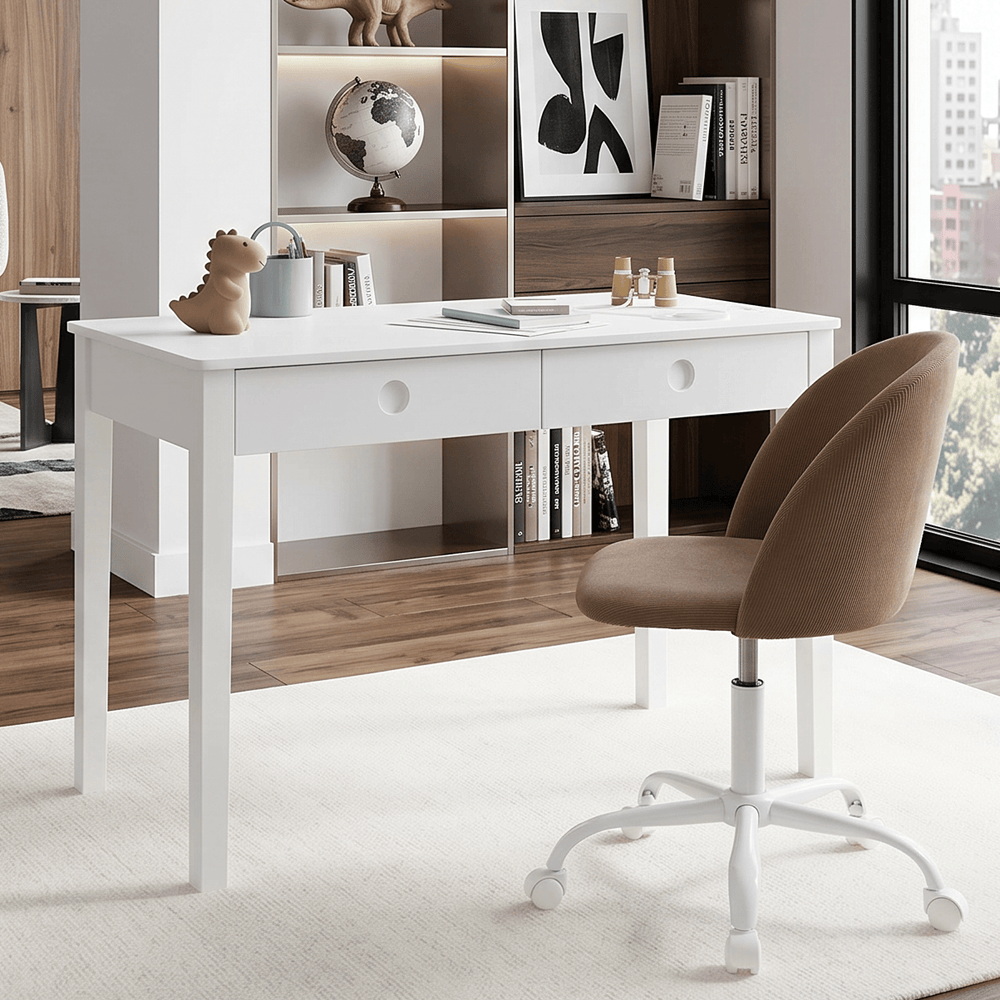 Layla Study Desk & Amari Desk Chair Set Mocha Corduroy