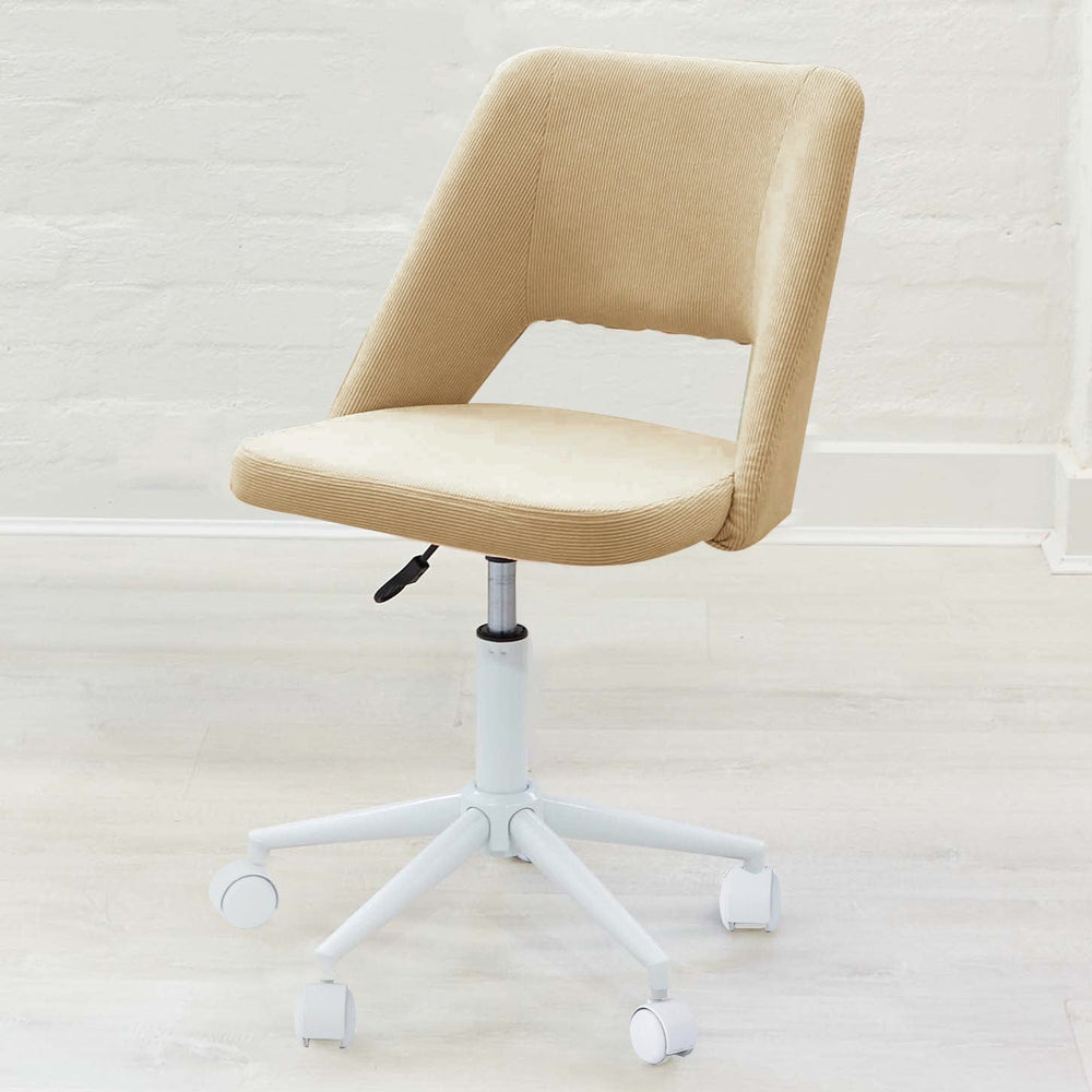 Layla Study Desk & BILLY Corduroy Desk Chair Set Latte