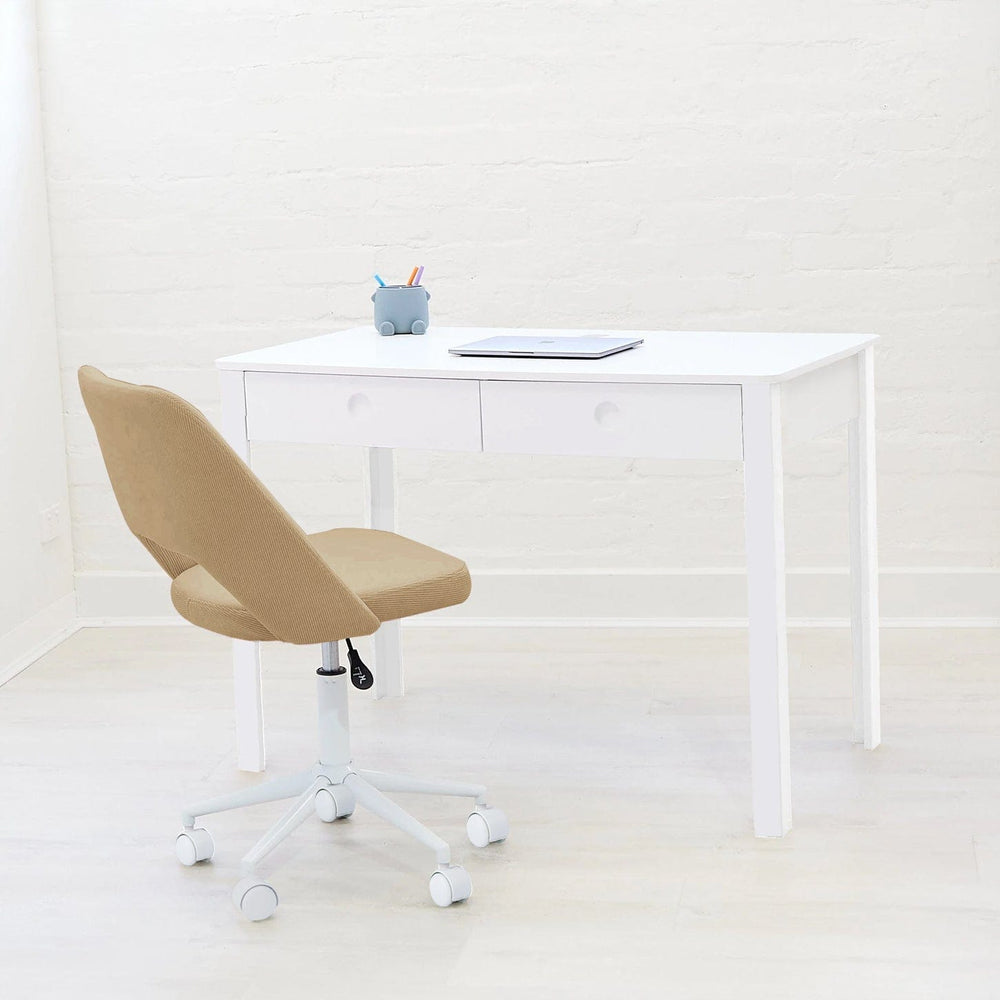 Layla Study Desk & BILLY Corduroy Desk Chair Set Latte