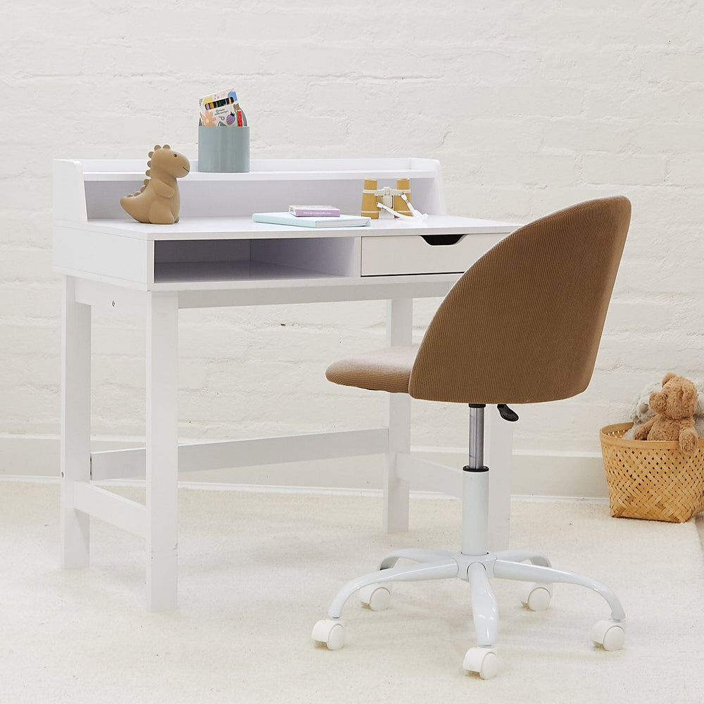 Leon Study Desk & Amari Desk Chair Set Mocha Corduroy