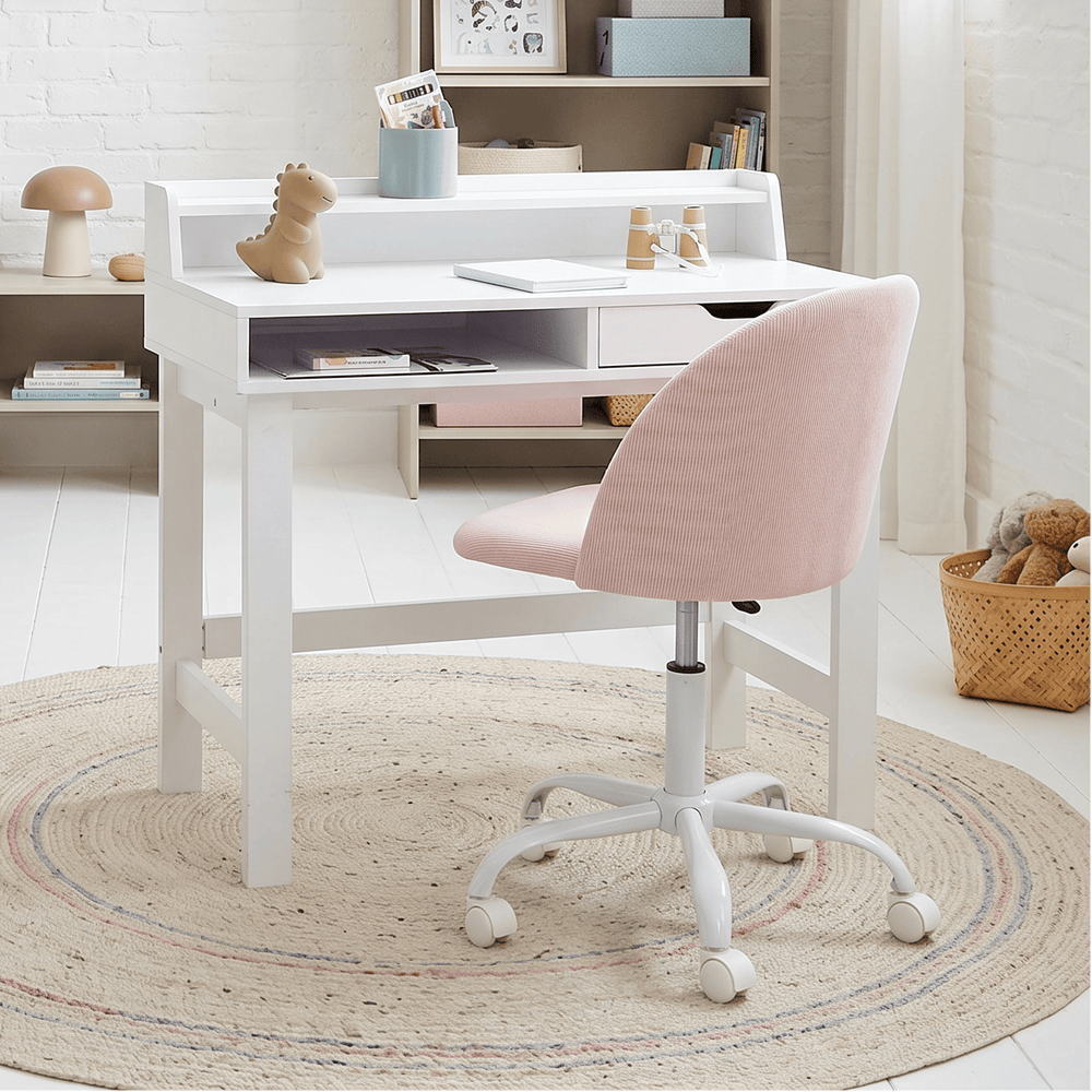 Leon Study Desk & Amari Desk Chair Set Blush Pink Corduroy