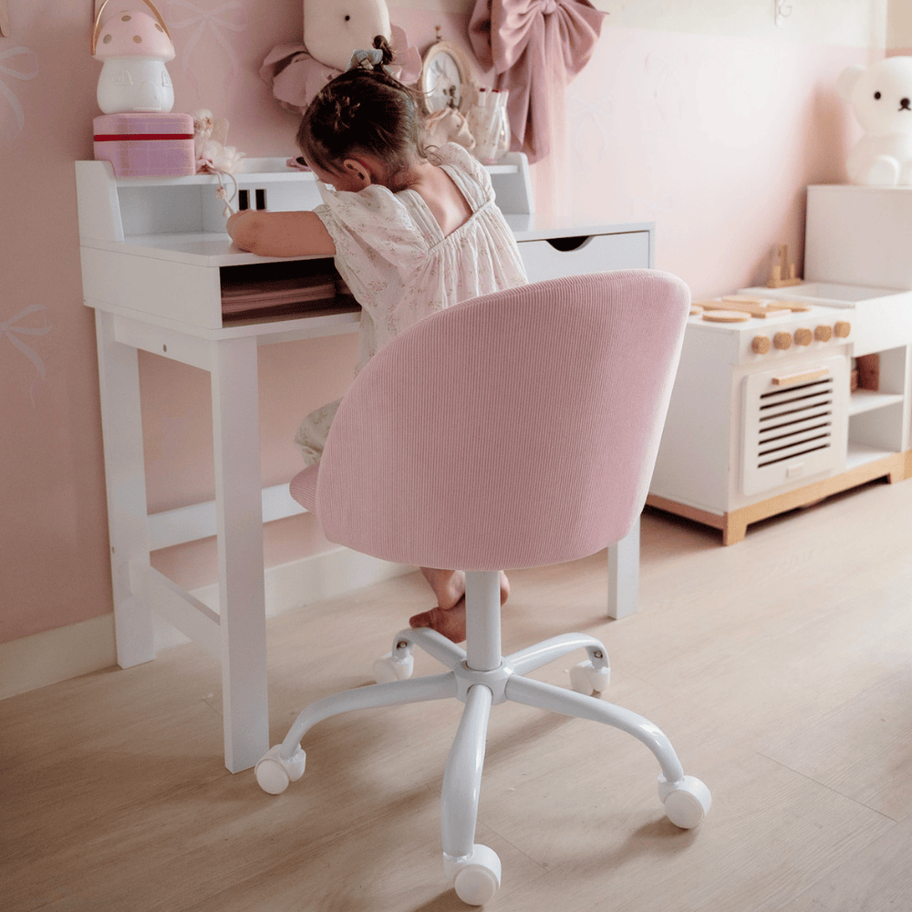 Leon Study Desk & Amari Desk Chair Set Blush Pink Corduroy
