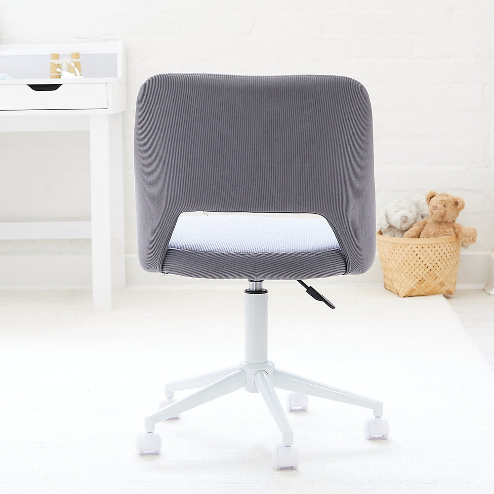 HipKids Leon Study Desk & BILLY Corduroy Desk Chair Set Steel