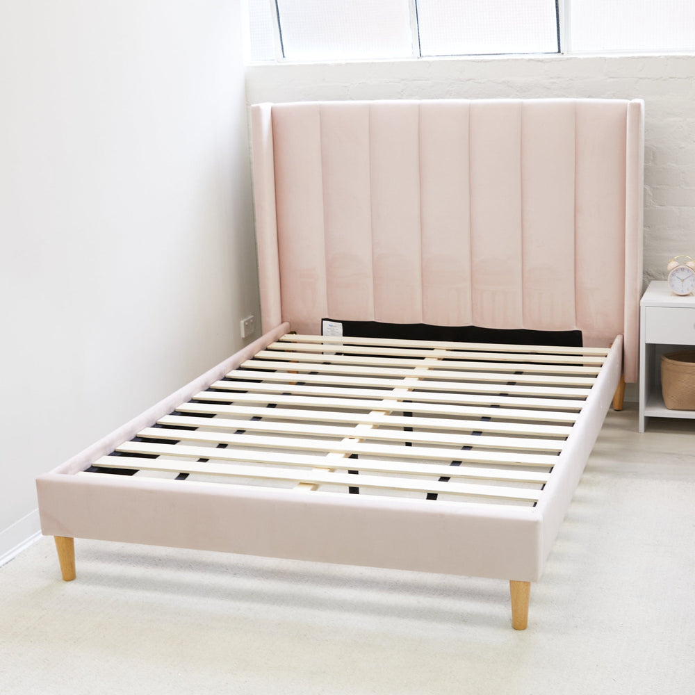 LIBERTY Upholstered Bed Pale Pink Velvet