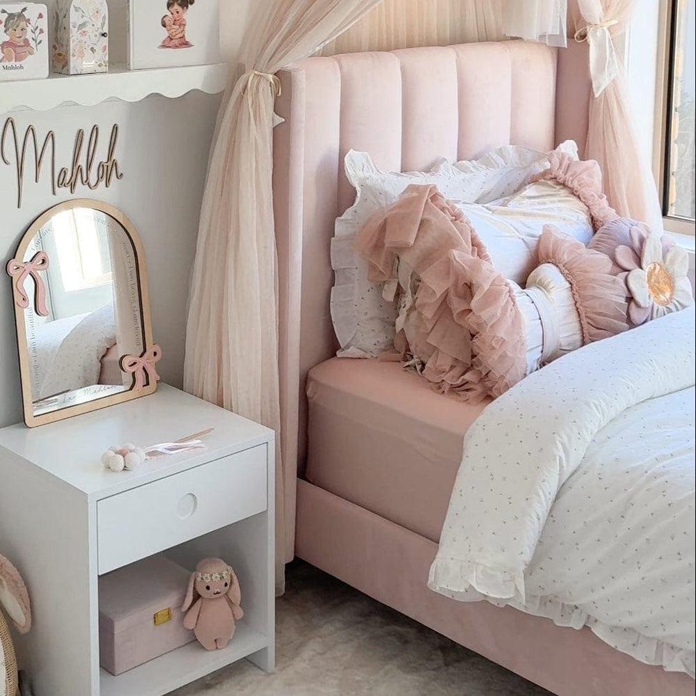 LIBERTY Upholstered Bed Pale Pink Velvet