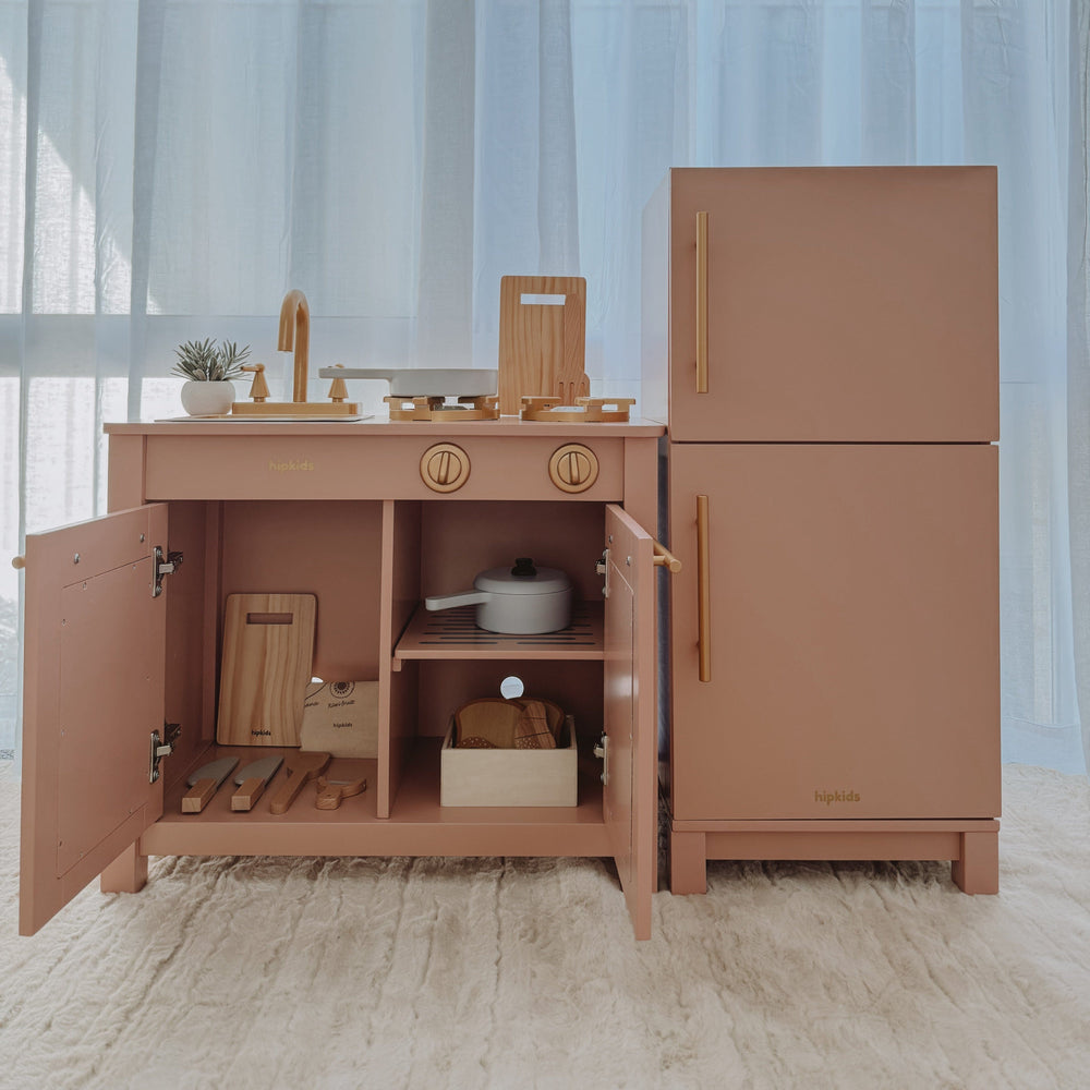 Little Boho Toy Kitchen Set Coral Pink